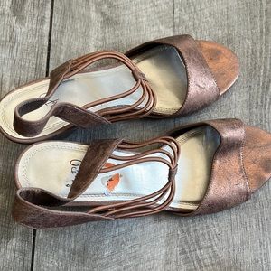 Copper distressed 3” wedge heels, like new